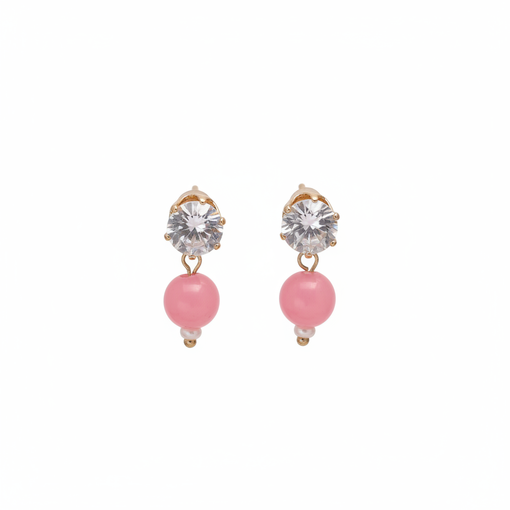 Gorgeous Pink Color Fashion Earrings With Elegant Stones For Modern And Festive Style