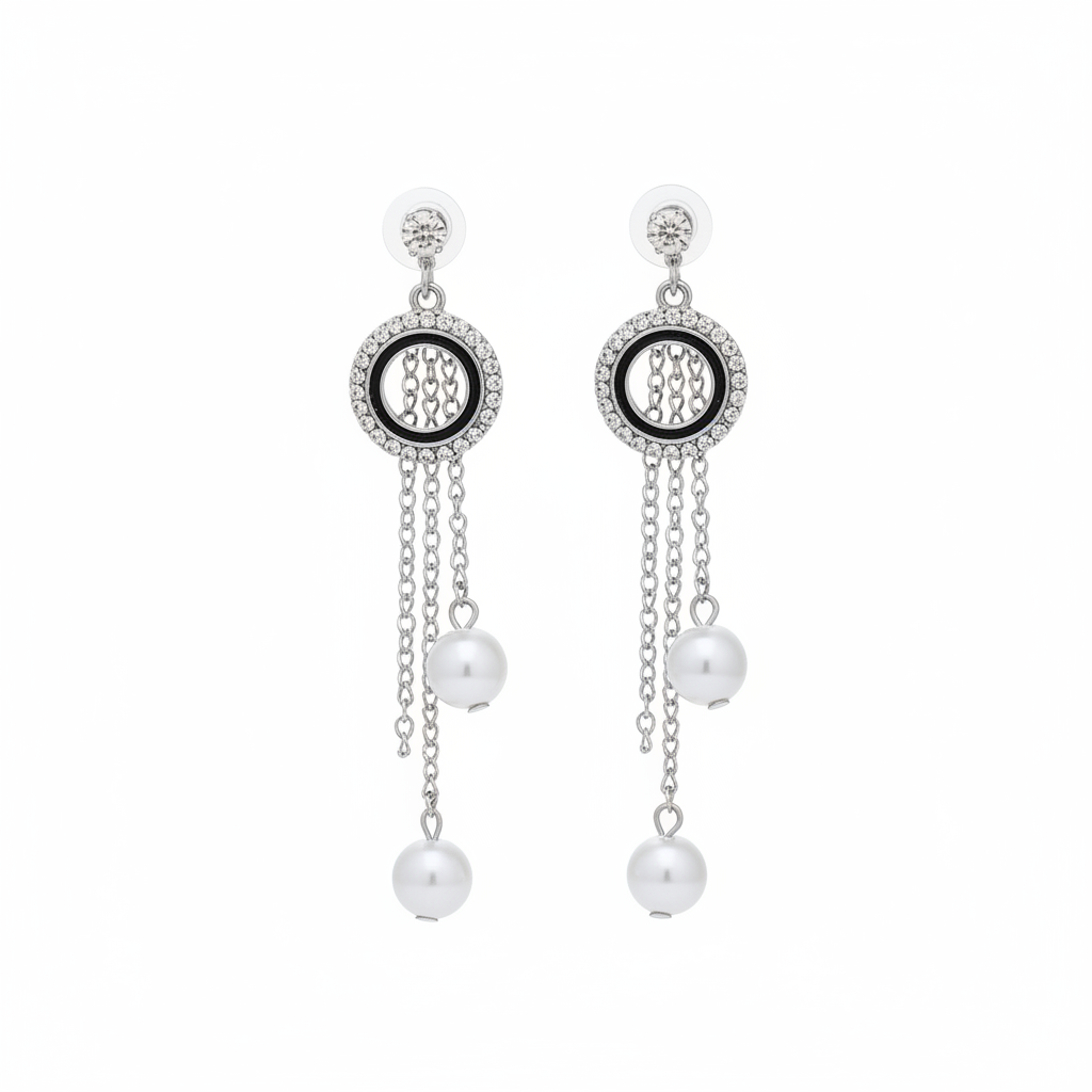Clean Ecommerce - Stylish Silver Color Anti Tarnish Earrings With Modern Look For Office Or Party