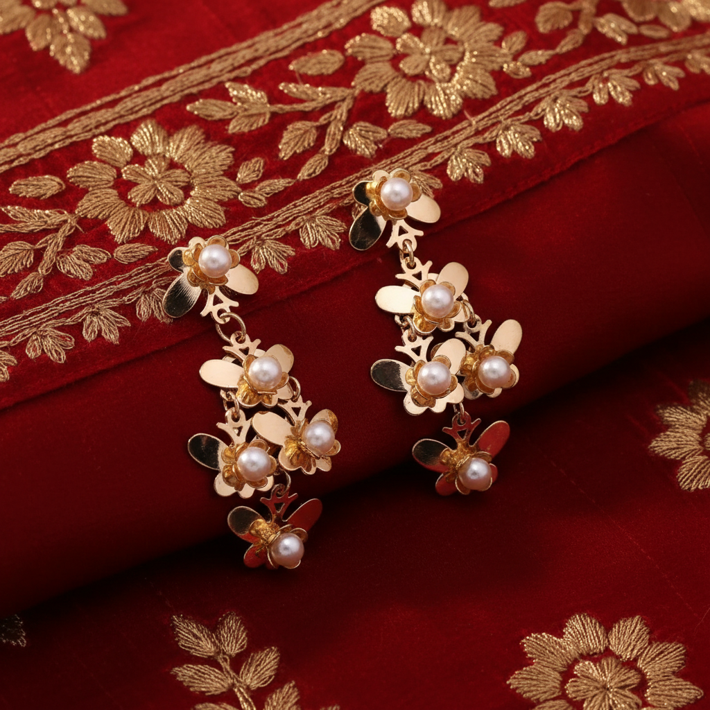 Indian Wedding Festive - Gold Color Anti Tarnish Earrings Wedding
