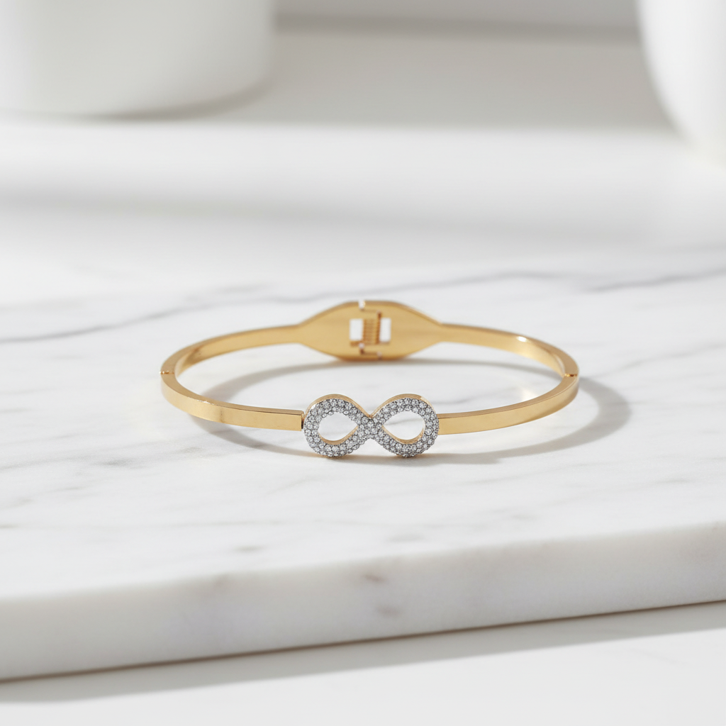 Marble Minimalist - Radiant Gold Infinity Bracelet American Diamond