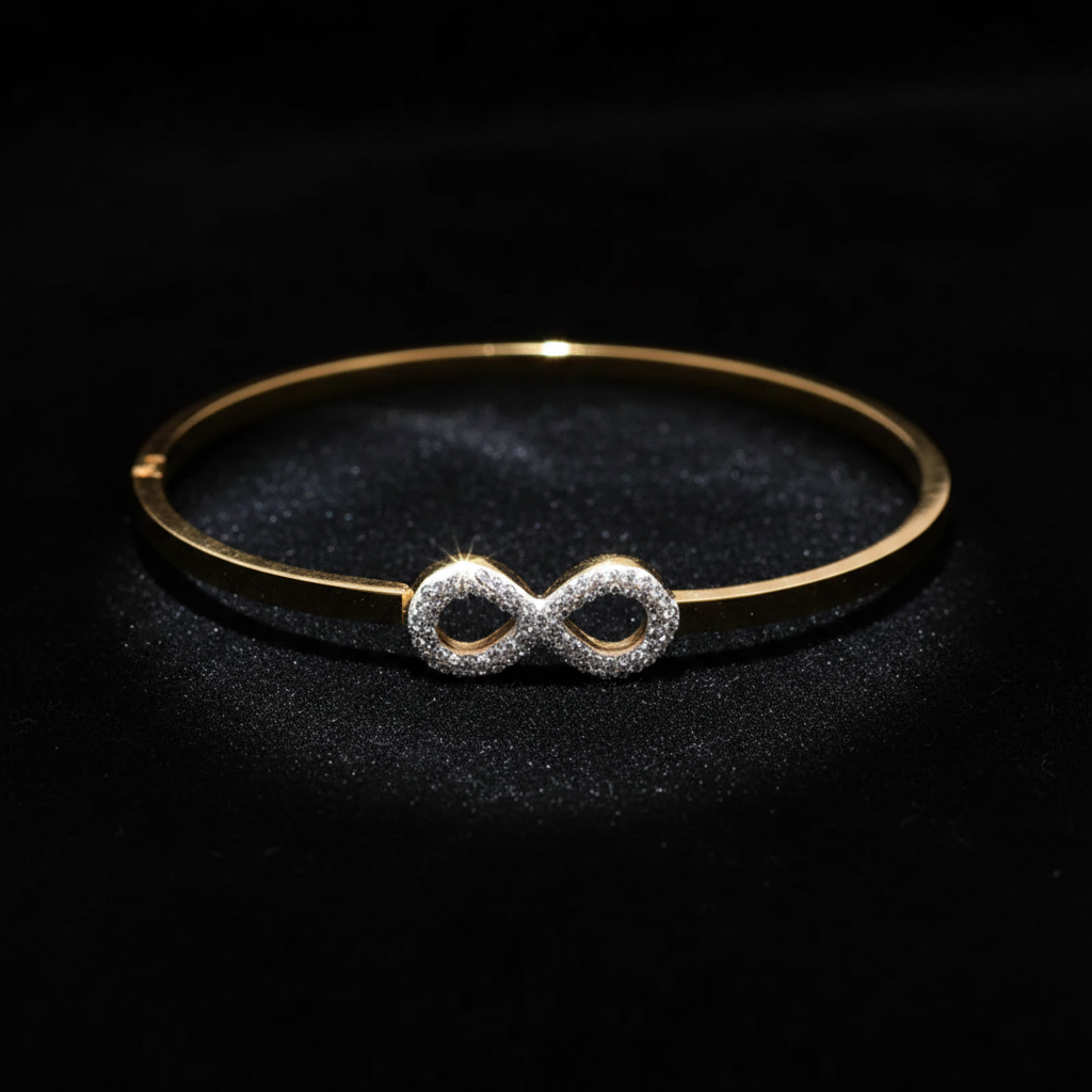 Dark Velvet Macro - Radiant Gold Infinity Bracelet American Diamond