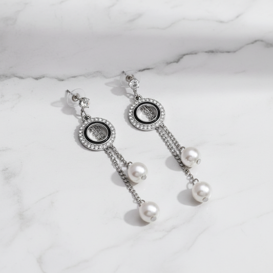 Marble Minimalist - Stylish Silver Color Anti Tarnish Earrings With Modern Look For Office Or Party