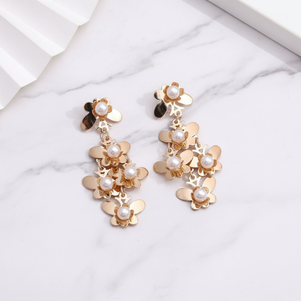 Marble Minimalist - Gold Color Anti Tarnish Earrings Wedding