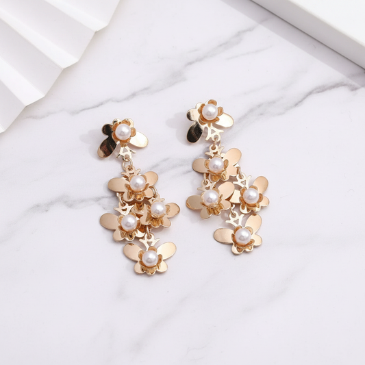 Marble Minimalist - Gold Color Anti Tarnish Earrings Wedding