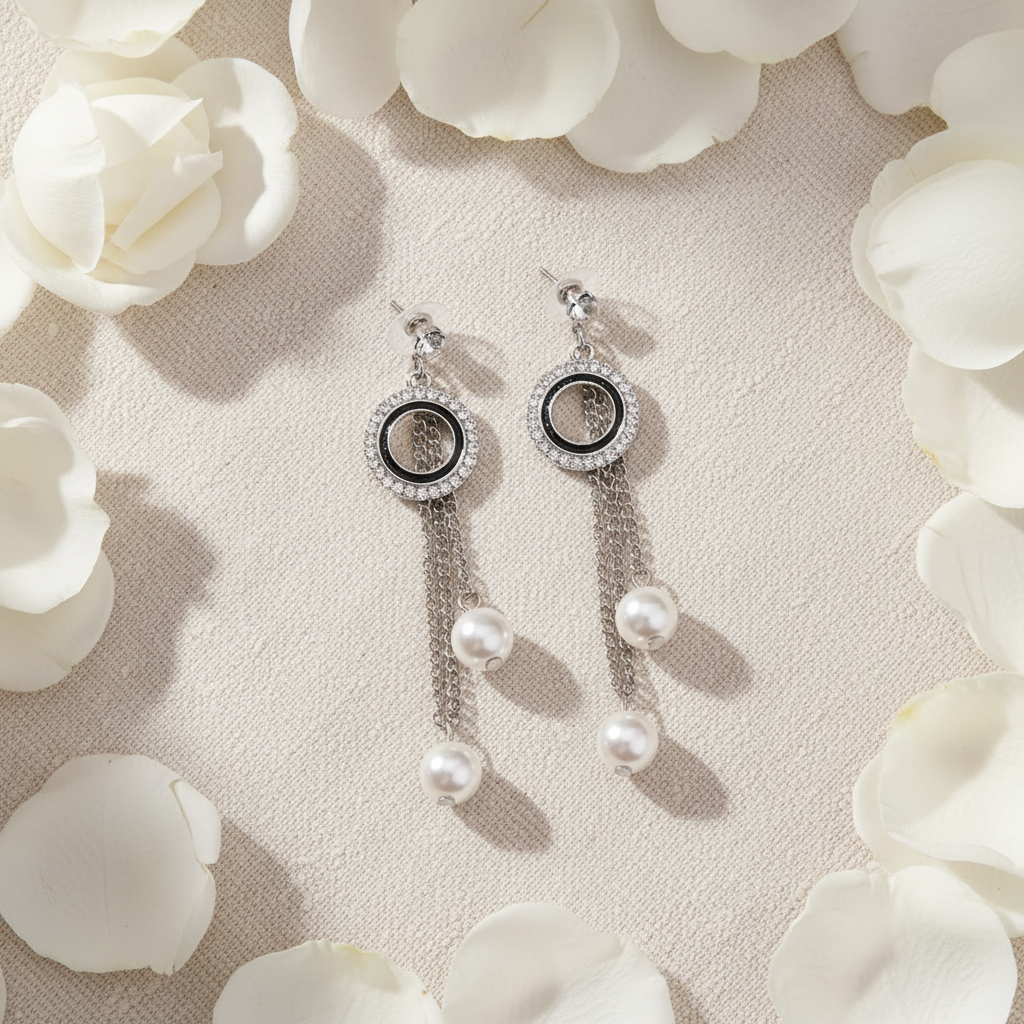Romantic Flatlay - Stylish Silver Color Anti Tarnish Earrings With Modern Look For Office Or Party
